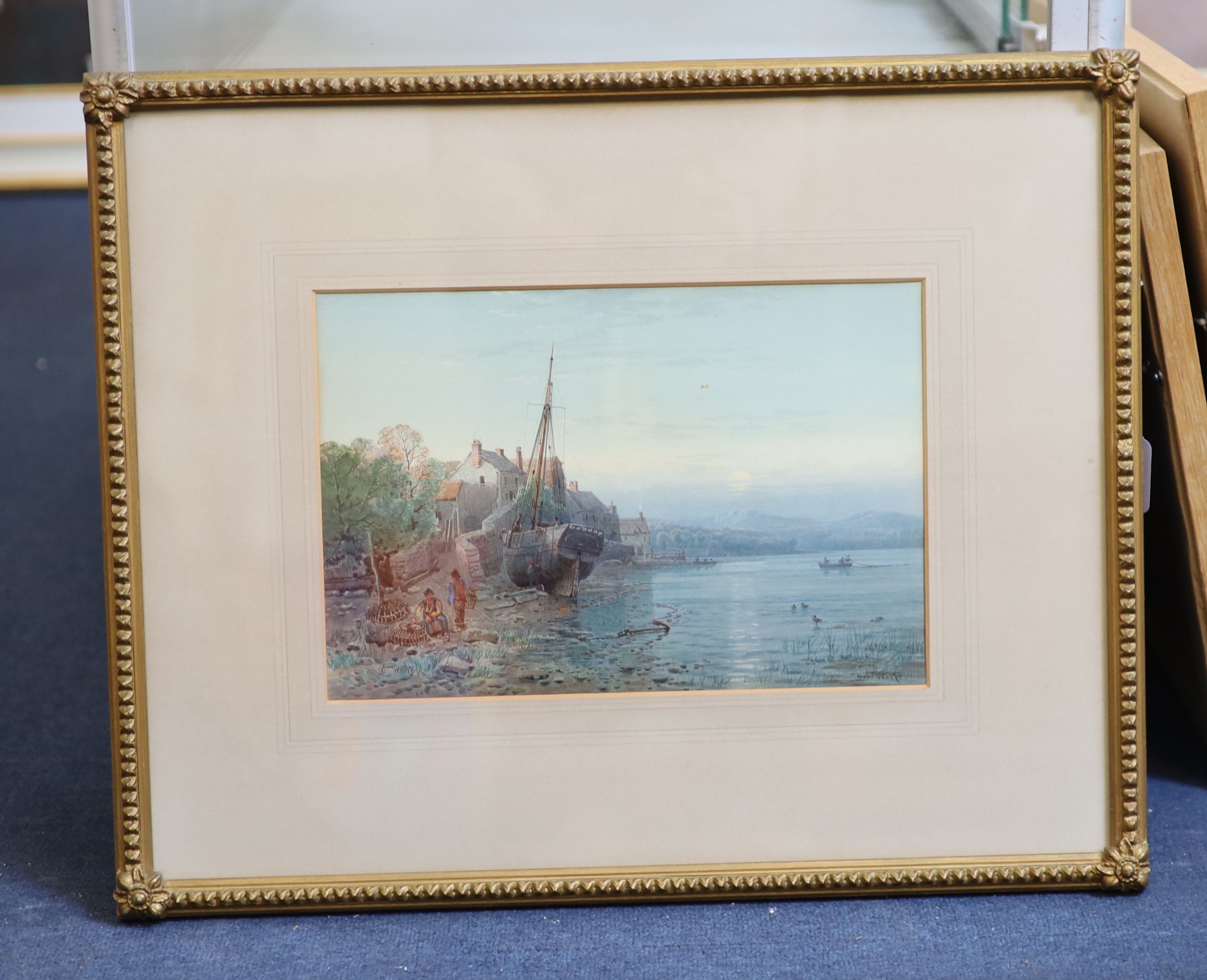 George Wolfe (1834-1890), Dittisham in the dark, Watercolour, 24 x 35cm.